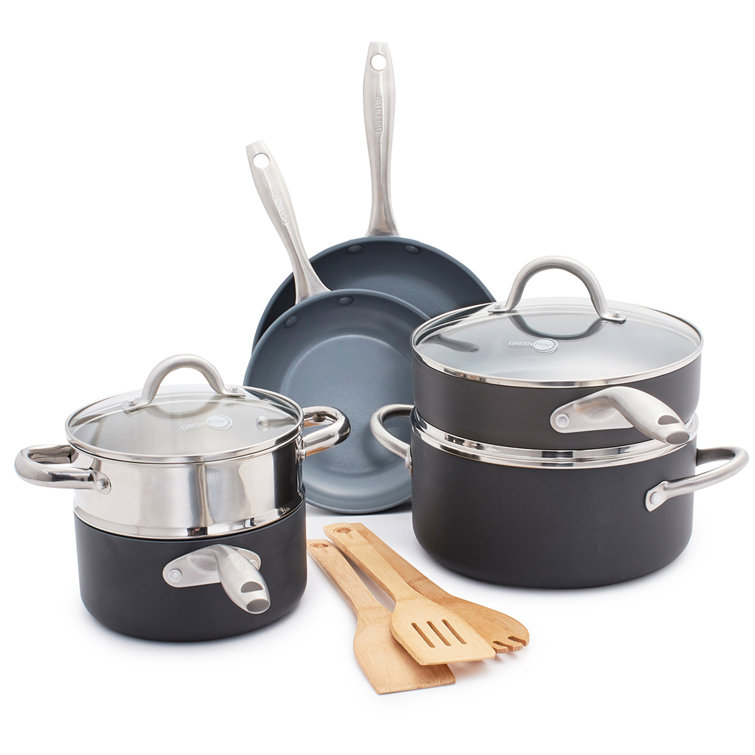 GreenPan Lima Black Aluminum Nonstick 12-Piece Cookware Set