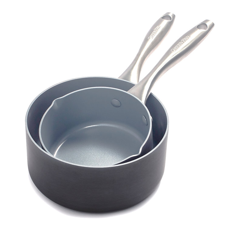 Gray Aluminum Nonstick 1QT and 2QT Saucepan Set