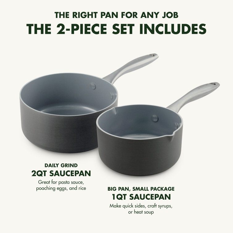 Gray Aluminum Nonstick 1QT and 2QT Saucepan Set