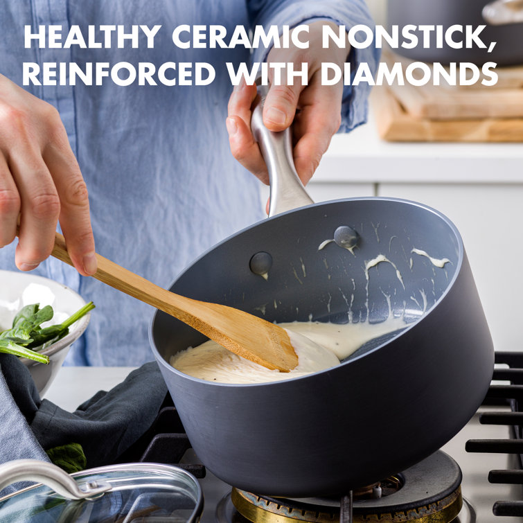 Gray Aluminum Nonstick 1QT and 2QT Saucepan Set
