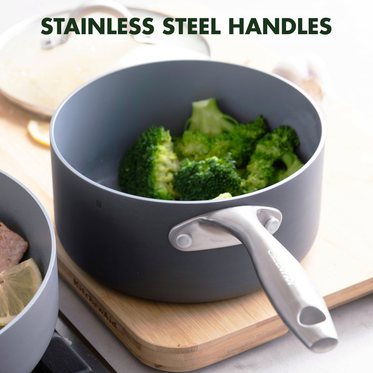 Gray Aluminum Nonstick 1QT and 2QT Saucepan Set