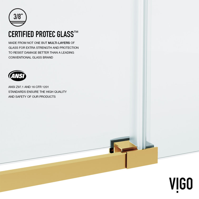 Hamilton Matte Brushed Gold Frameless Sliding Shower Door with Clear Glass