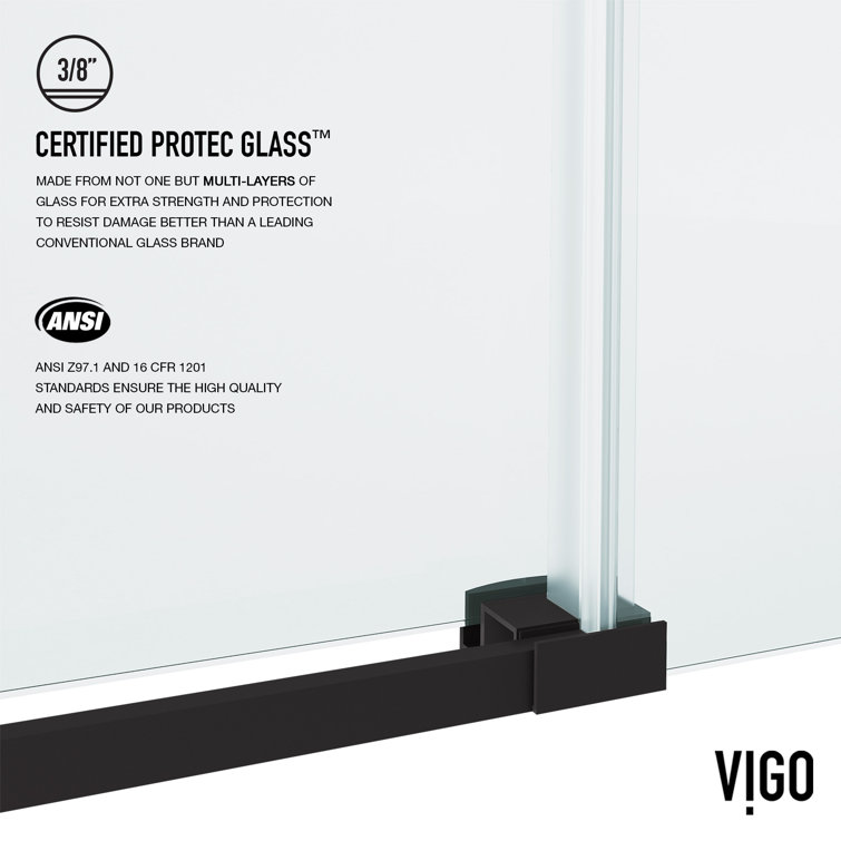 Hamilton 60" Matte Black Frameless Sliding Tub Door with Clear Glass
