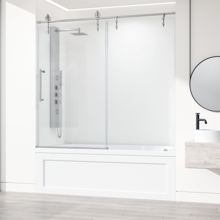 Hamilton 60" Chrome Frameless Sliding Tub Door with Clear Glass