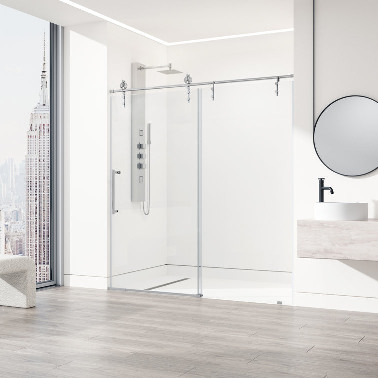 Hamilton 56-60" Chrome Frameless Sliding Shower Door with Clear Glass