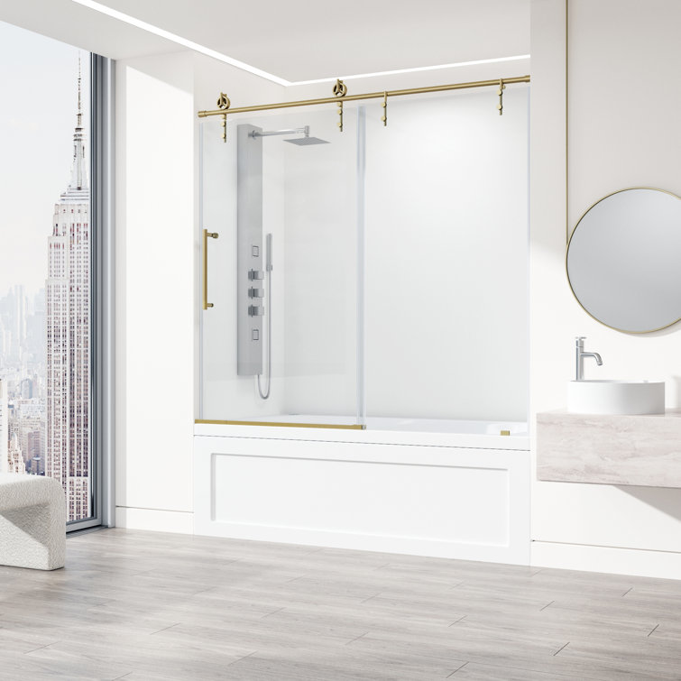 Hamilton Matte Brushed Gold Frameless Sliding Tub Door