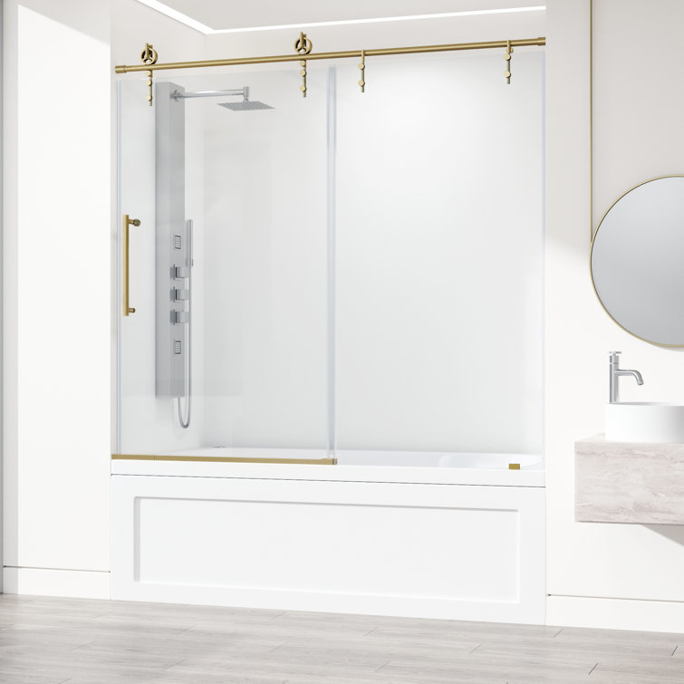 Hamilton Matte Brushed Gold Frameless Sliding Tub Door