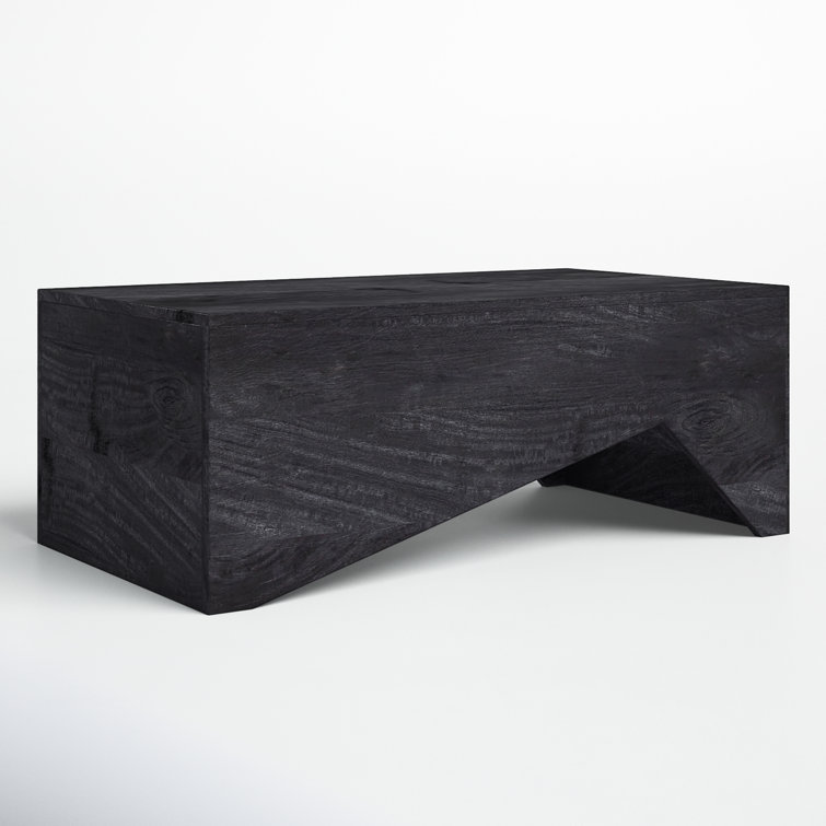 Black Acacia Rectangular Abstract Coffee Table