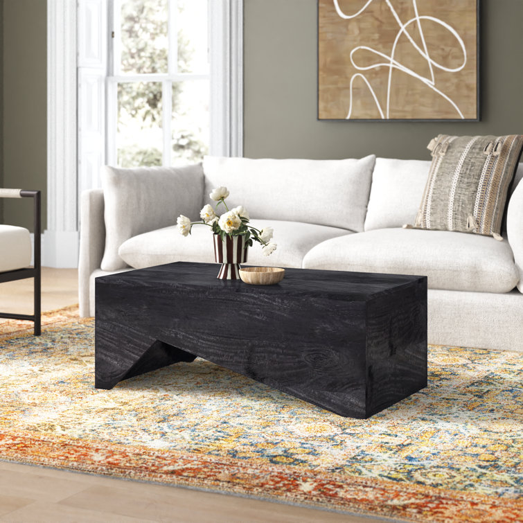 Black Acacia Rectangular Abstract Coffee Table