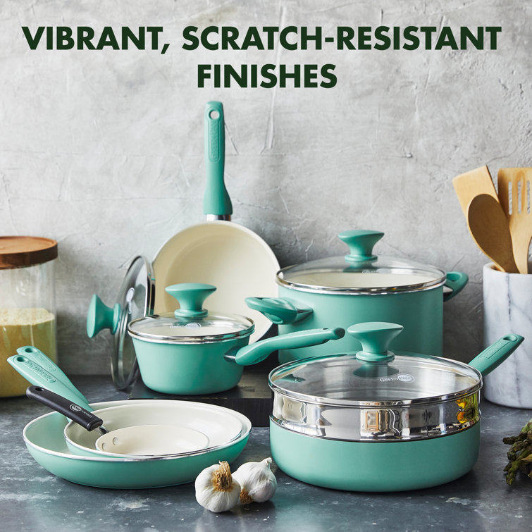 Turquoise Aluminum Non-Stick 16-Piece Cookware Set