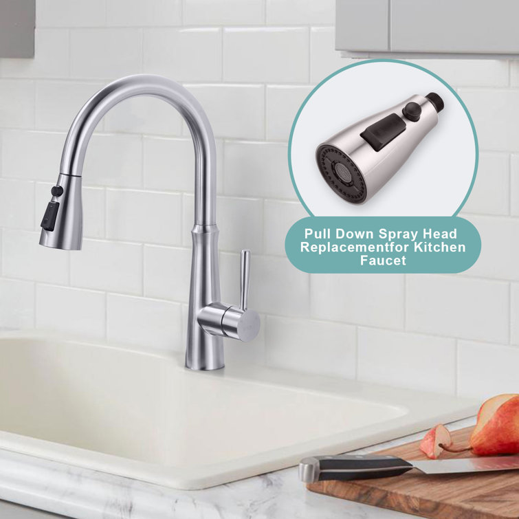 Brushed Nickel 3-Function Kitchen Faucet Spray Head with 9 Adapters