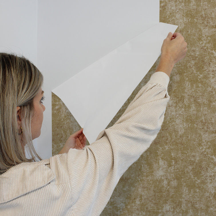 Gold Distressed Leaf Peel and Stick Wallpaper Roll