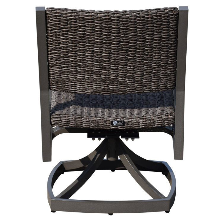 Venice Grey Taupe Swivel Patio Dining Armchair with Synthetic Wicker Weave