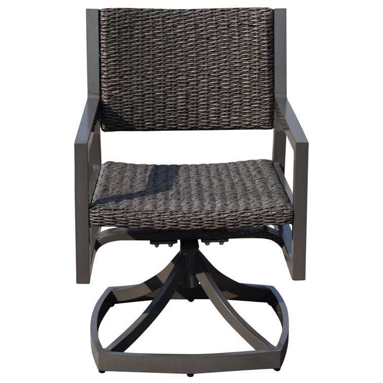 Venice Grey Taupe Swivel Patio Dining Armchair with Synthetic Wicker Weave
