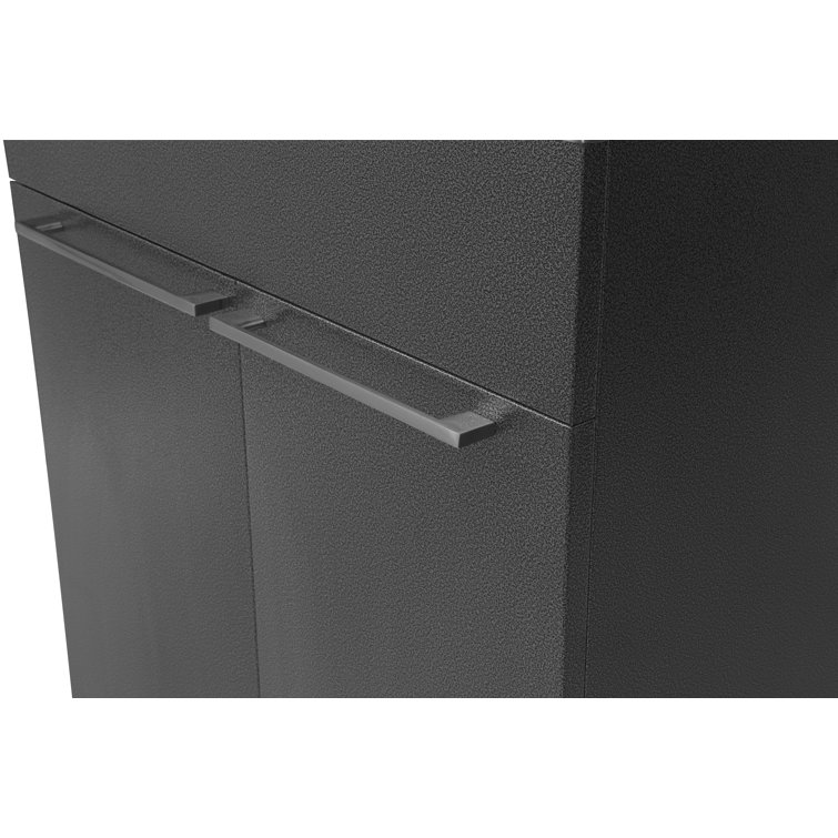 Gray Stainless Steel Drop-In Utility Sink with Faucet and Cabinet