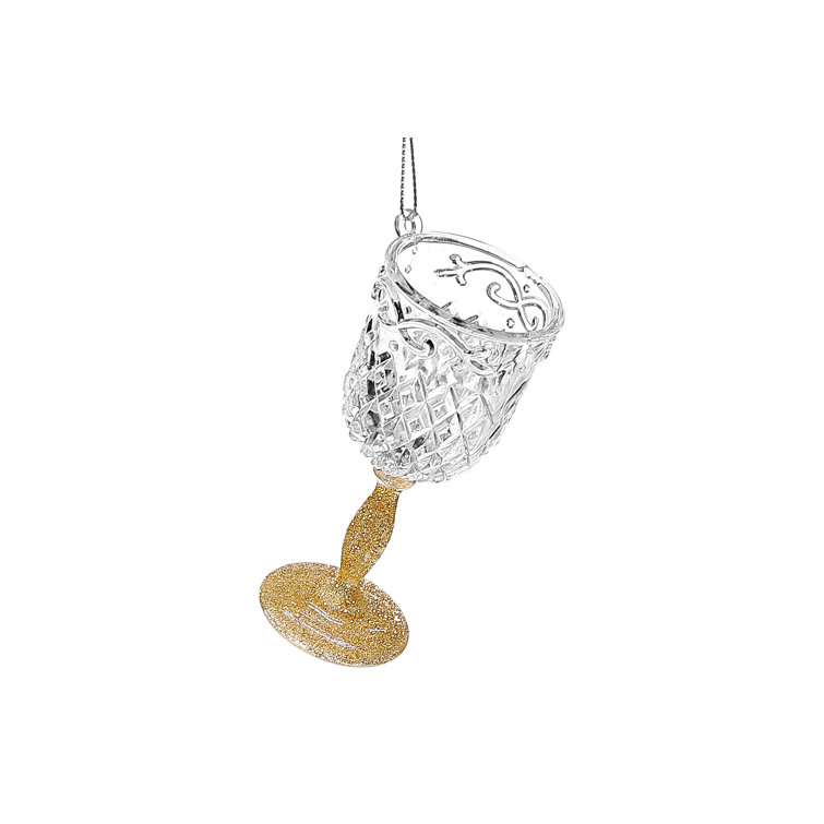 Gold and Clear Acrylic Champagne Cup Ornament Set