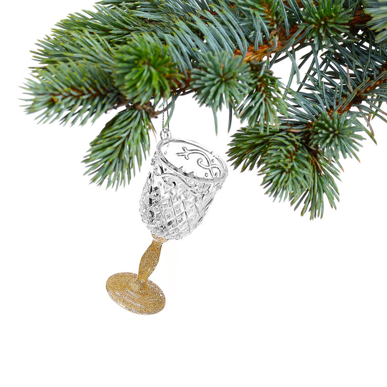 Gold and Clear Acrylic Champagne Cup Ornament Set