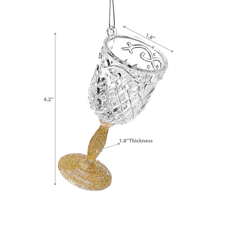 Gold and Clear Acrylic Champagne Cup Ornament Set