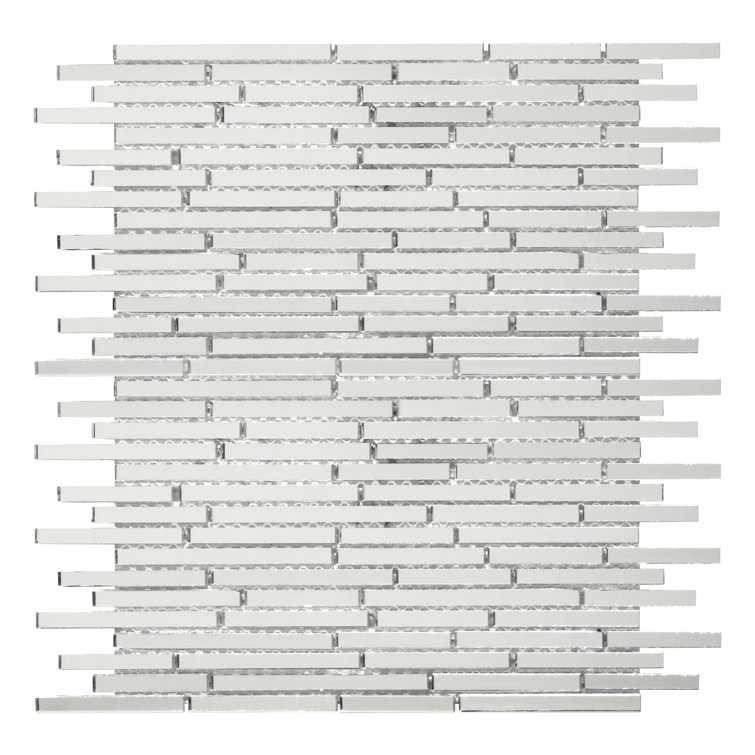 10.4" x 11.2" Silver Mirrored Glass Mosaic Wall Tile