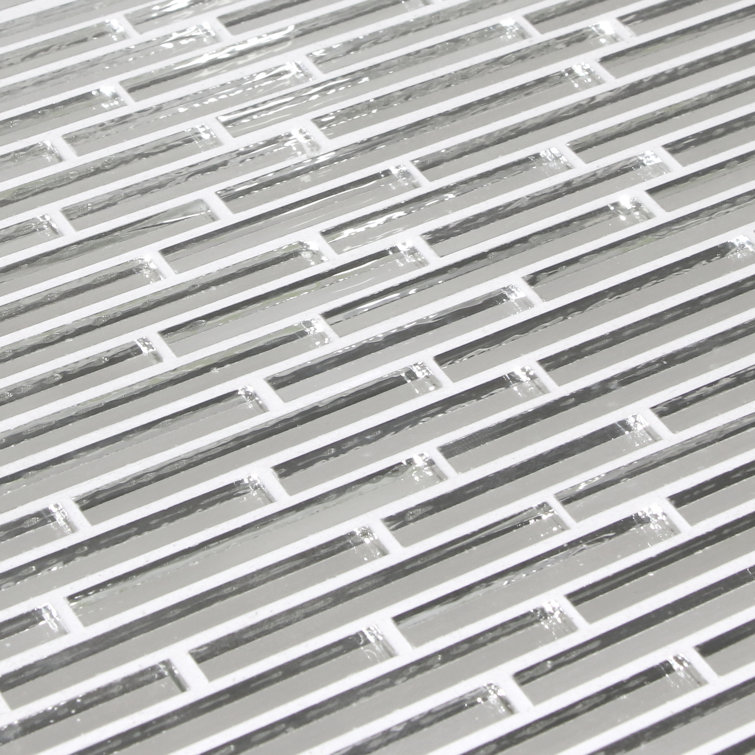 10.4" x 11.2" Silver Mirrored Glass Mosaic Wall Tile