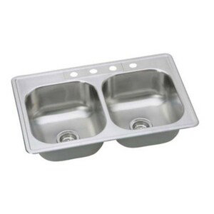 33'' Drop-In Double Bowl Stainless Steel Kitchen Sink