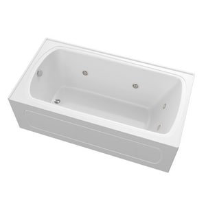 60'' White Acrylic Alcove Whirlpool Bathtub with 8 Jets