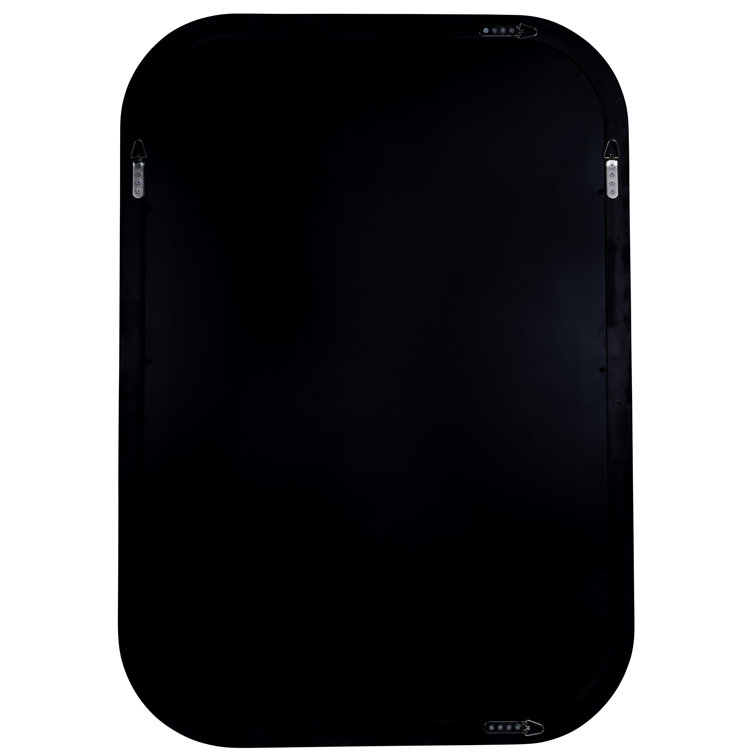 Black Engineered Hardwood and Veneer Wall Mirror, 40" x 28"