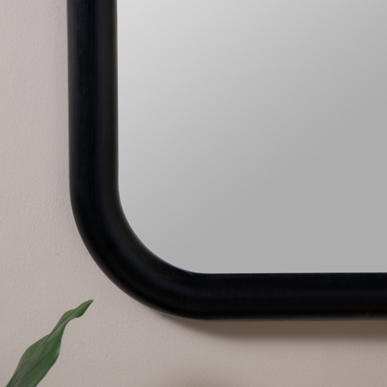 Black Engineered Hardwood and Veneer Wall Mirror, 40" x 28"