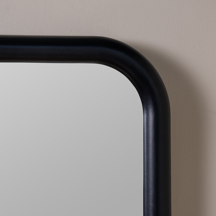 Black Engineered Hardwood and Veneer Wall Mirror, 40" x 28"
