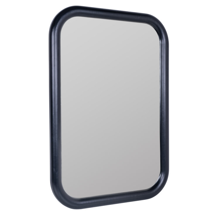 Black Engineered Hardwood and Veneer Wall Mirror, 40" x 28"