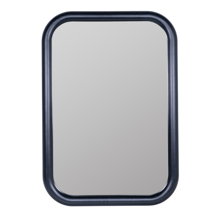 Black Engineered Hardwood and Veneer Wall Mirror, 40" x 28"