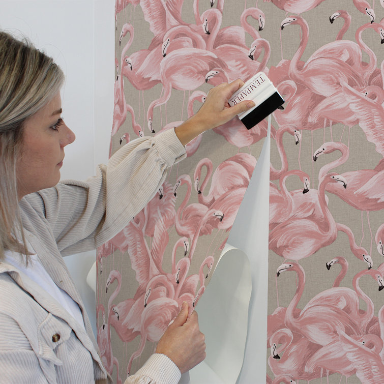 Ballerina Pink Flamingo Vinyl Peel and Stick Wallpaper Roll