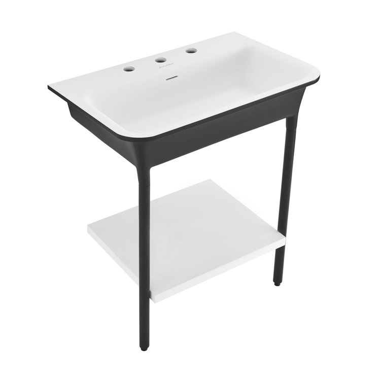 Ivy 32" Matte Black and White Solid Surface Console Sink