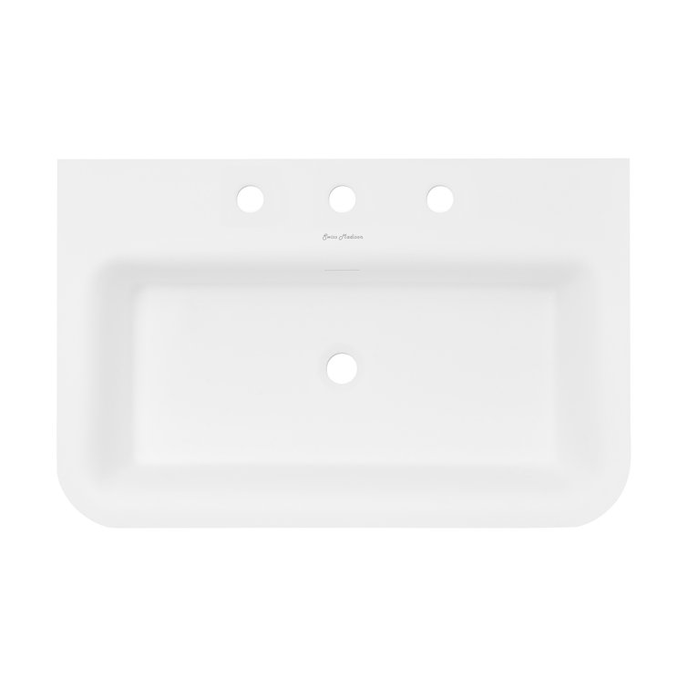 Ivy 32" Matte Black and White Solid Surface Console Sink