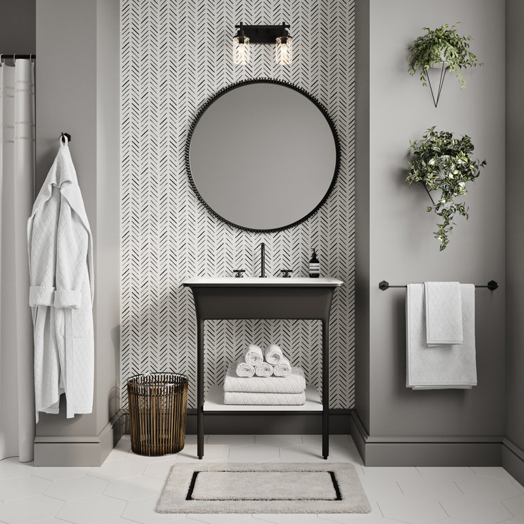 Ivy 32" Matte Black and White Solid Surface Console Sink
