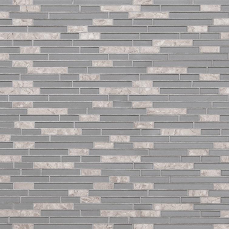 12" x 12" Mix Gray Glass and Stone Mosaic Tile
