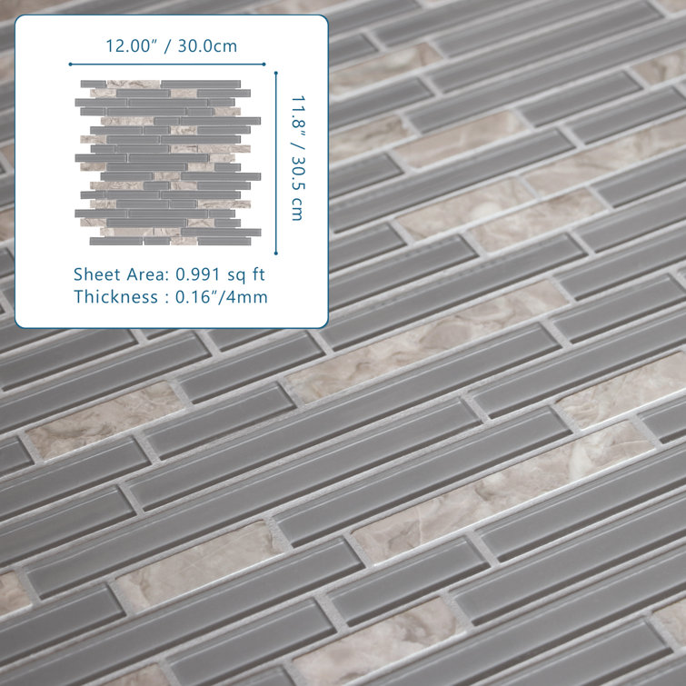 12" x 12" Mix Gray Glass and Stone Mosaic Tile