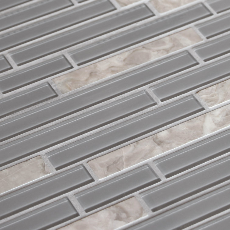 12" x 12" Mix Gray Glass and Stone Mosaic Tile
