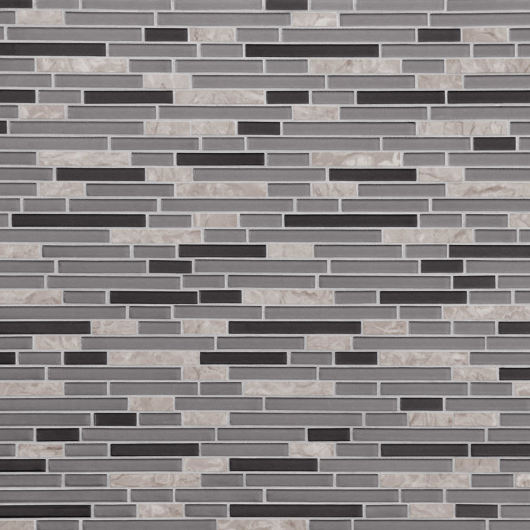 Gray and Black Glass Stone Mosaic Tile 12" x 12"
