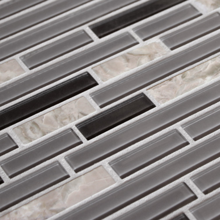 Gray and Black Glass Stone Mosaic Tile 12" x 12"