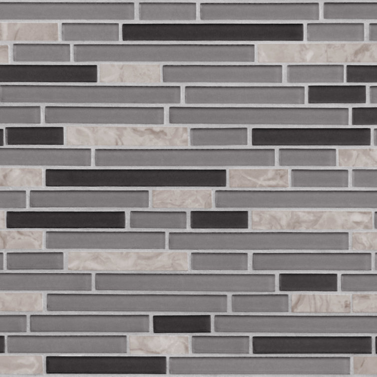 Gray and Black Glass Stone Mosaic Tile 12" x 12"