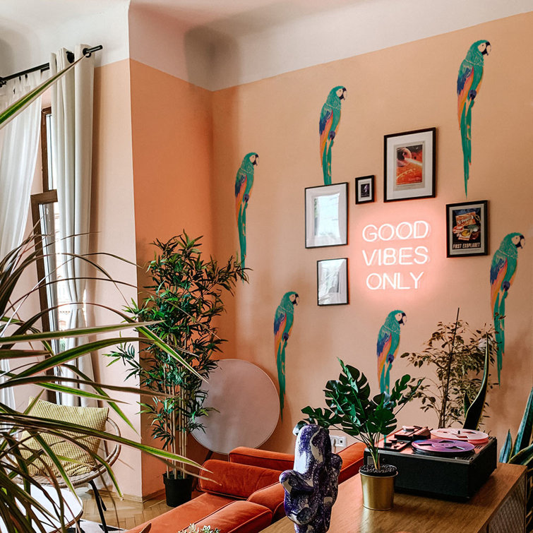 Colorful Tropical Parrot Peel and Stick Wall Decal Set
