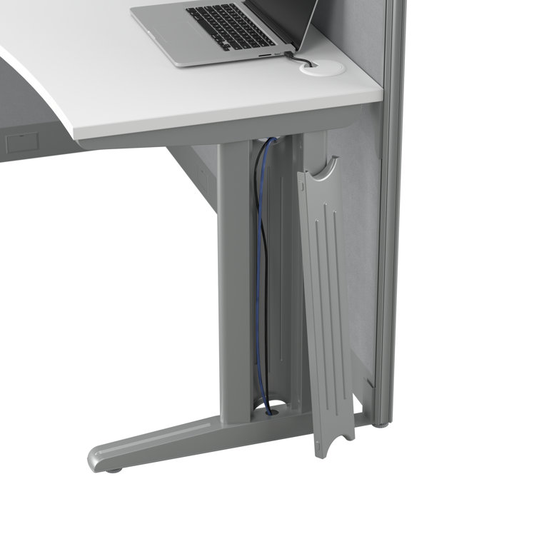 Pure White L Shaped Cubicle Desk with Storage and Privacy Panels