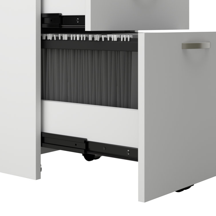Pure White L Shaped Cubicle Desk with Storage and Privacy Panels