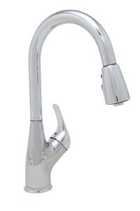 Chrome Single Hole Pull Down Kitchen Faucet with Swivel Spout