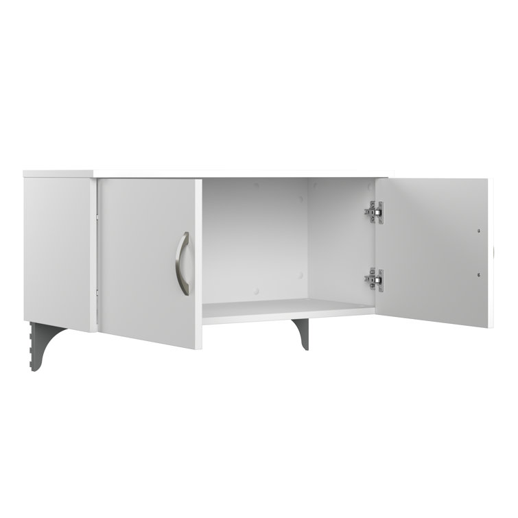 Pure White L Shaped Cubicle Desk with Storage and Privacy Panels