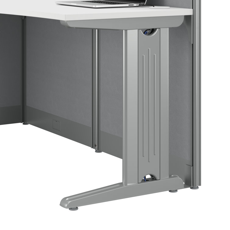Pure White L-Shaped Office Workstation with Steel Legs