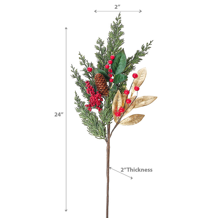 Golden Leaves and Berries Christmas Pine Spray