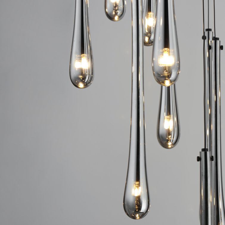 Black Smoke Glass 18-Light LED Cluster Pendant
