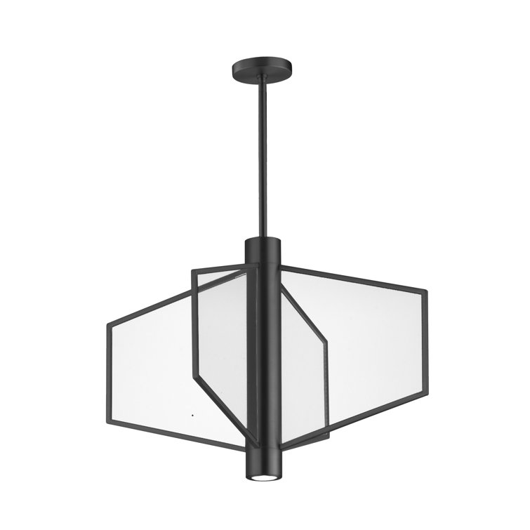 Black Aluminum 4-Light LED Pendant with Metal Shade